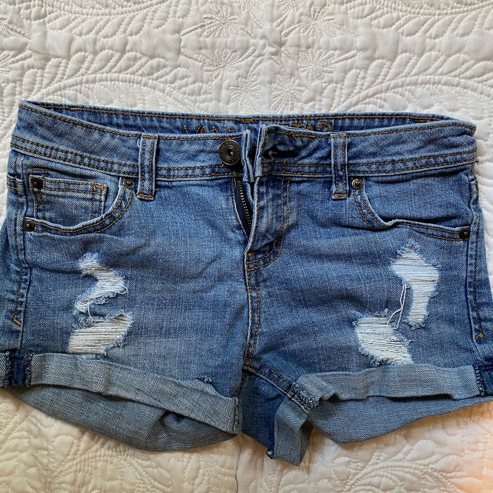 Ripped jean shorts